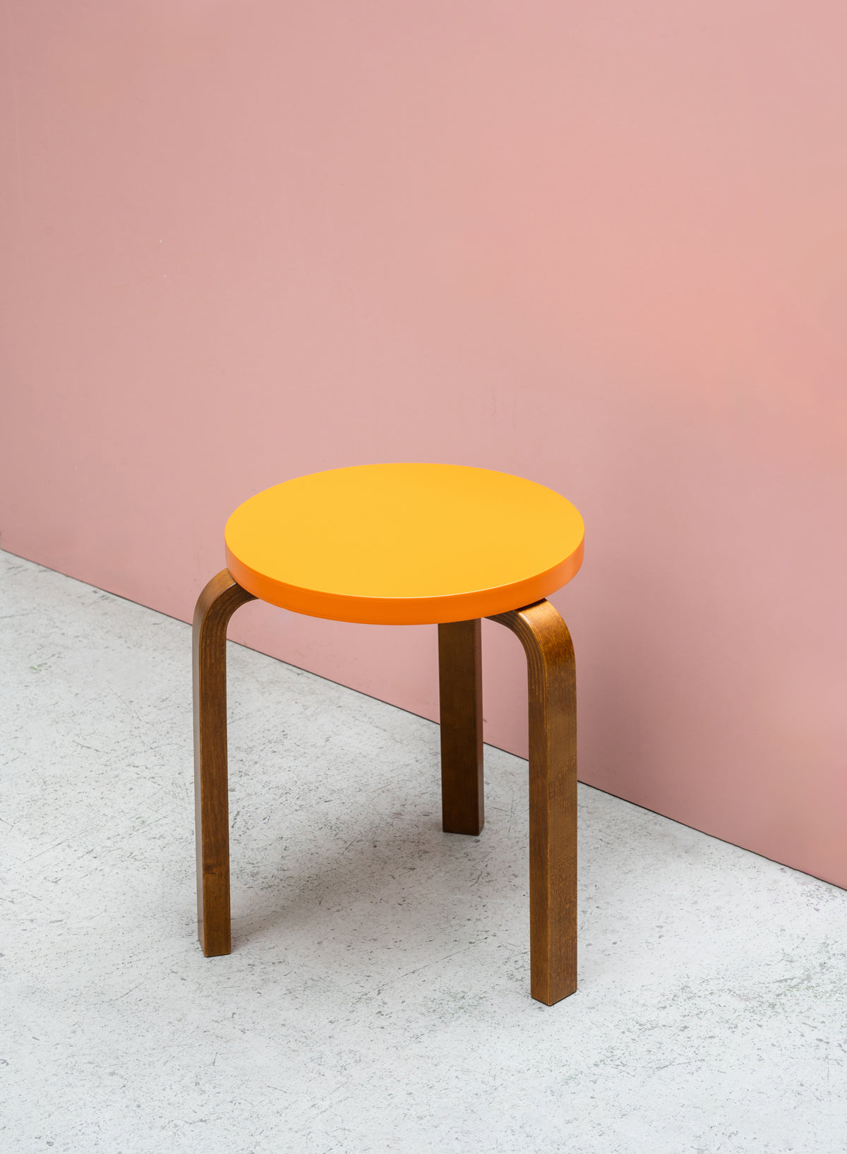 Stool 60, Legs Walnut, Seat Orange - Artek