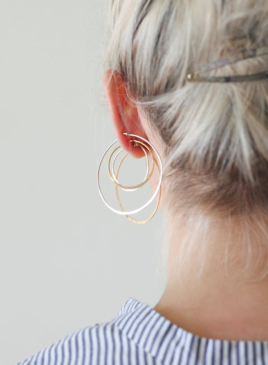 Earrings, Life Silver, 40mm - Martine Viergever