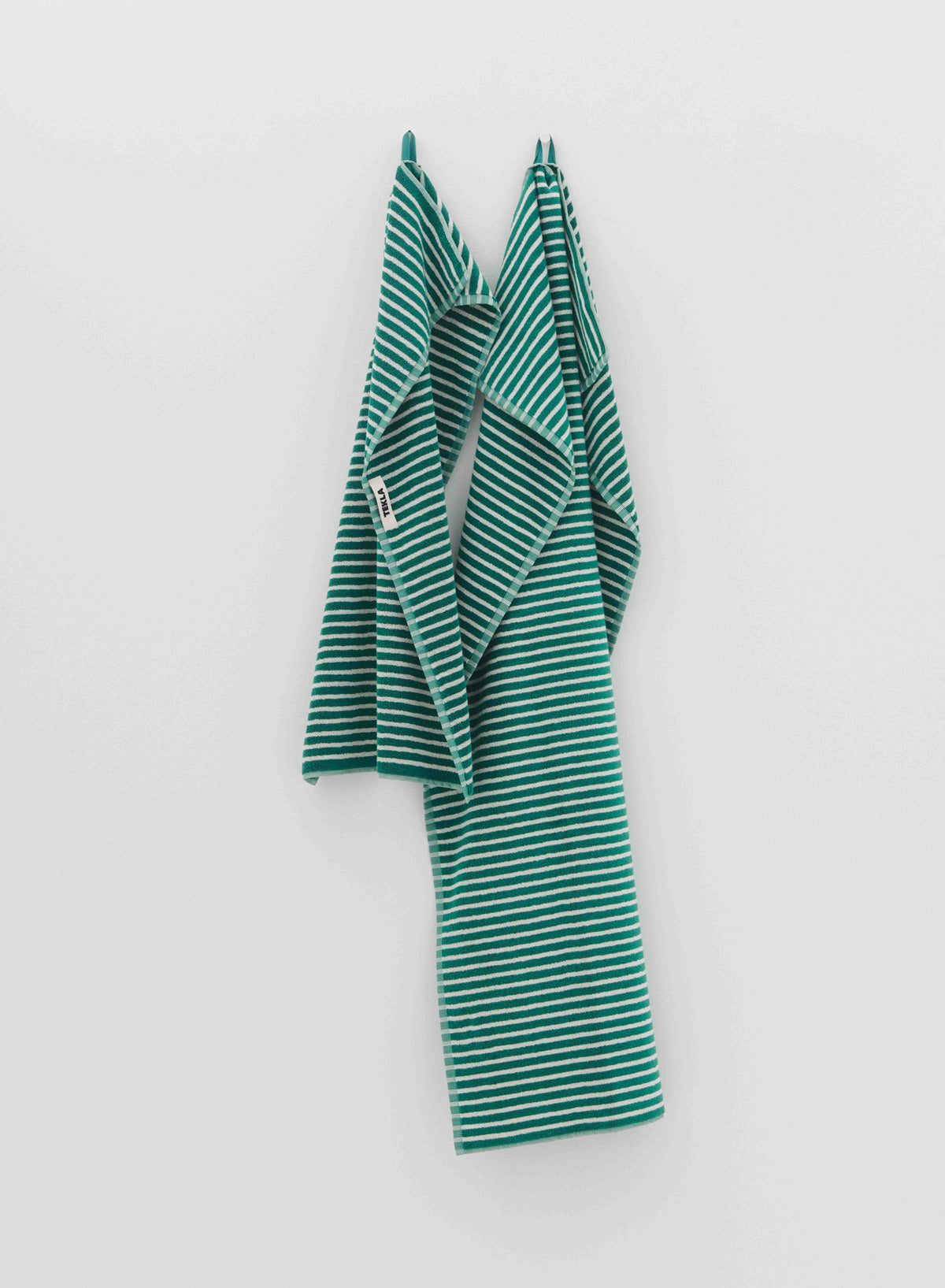 Hand Towel, Teal Green Stripes - Tekla