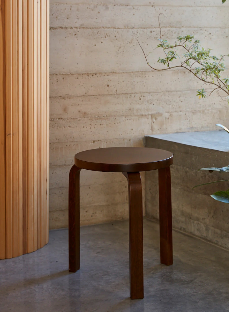 Stool 60, Legs Walnut, Seat Walnut - Artek