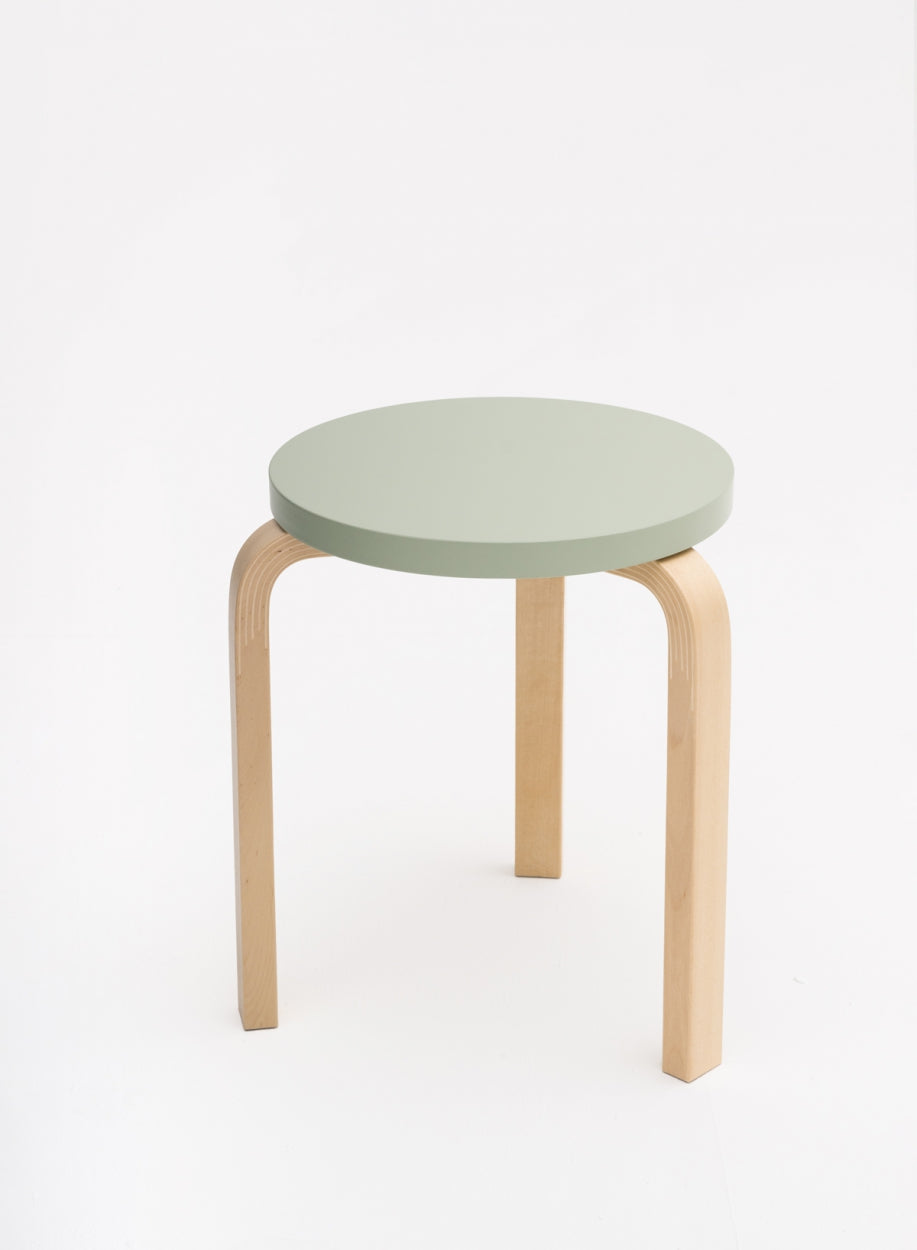 Stool 60, Legs Birch, Seat Green - Artek