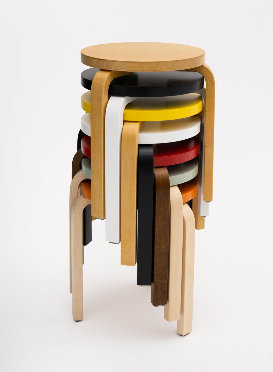 Stool 60, Legs Birch, Seat Green - Artek