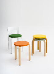 Stool 60, Legs Birch, Seat Green - Artek