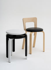 Stool 60, Legs Black, Seat White - Artek