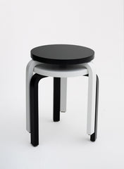 Stool 60, Legs White, Seat Black - Artek